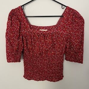 XS Summer Boho floral ruched top